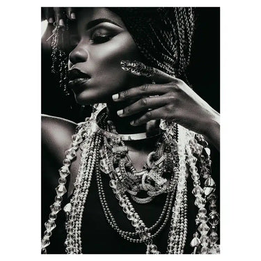 Ékszeres nő üveg kép fekete