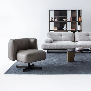 FORESTA forgófotel szürke bőr