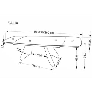 Salix bővíthető étkezőasztal (180-260 cm)