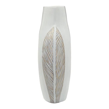 Hoka  ívelt váza mázas fehér 35X13,5X37,5 cm
