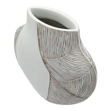 Hoka  ívelt váza mázas fehér 35X13,5X37,5 cm