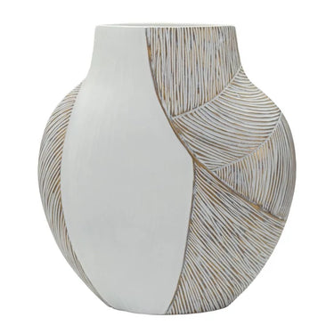 Hoka  ívelt váza mázas fehér 35X13,5X37,5 cm