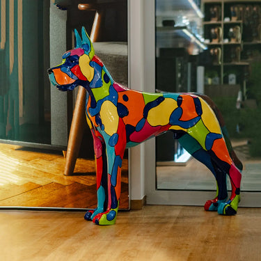 Dekorativ Szines Német dog kutya szobor 125x110 cm