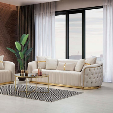 Leva 3 személyes chesterfield kanapé bézs