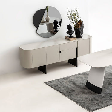 DELTA tálalószekrény világosszürke-fekete 220 cm