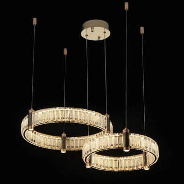 Bo Mercedes 2 gyűrűs függesztett lámpa arany-kristály 40+20 cm