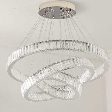 Briel Xenia 4 gyűrűs mennyezeti lámpa ezüst-kristály 100+80+60+40 cm