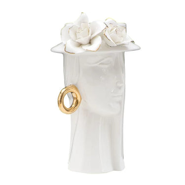 Női elegáns porcelán váza fehér/arany 15x13.3x23.5 cm