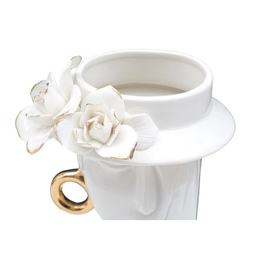 Női elegáns porcelán váza fehér/arany 15x13.3x23.5 cm