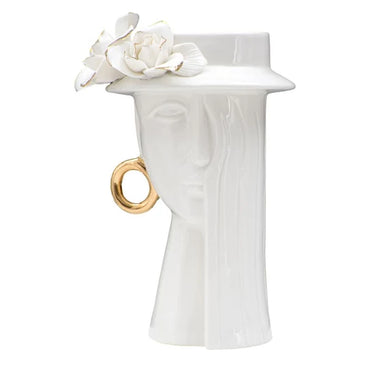 Női elegáns porcelán váza fehér/arany 15x13.3x23.5 cm