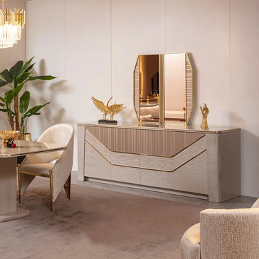 BENTLEY tálalószekrény tükörrel bézs