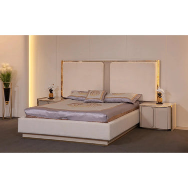 Galaxy franciaágy bézs standard méretekben (matrac nélkül)