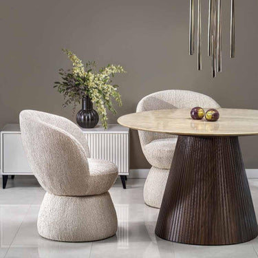 ORBITRA körasztal travertin, dió