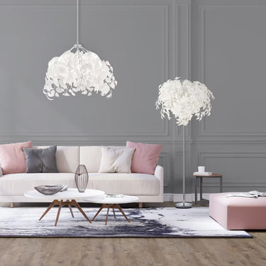 Fanni állólámpa 180 cm toll díszítéses fehér