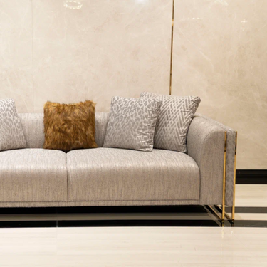 ZAHARA 3 személyes kanapé szürke, barna, arany