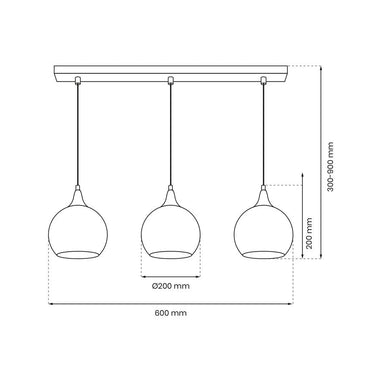 ARIA üveggömb függőlámpa rozéarany 20 cm