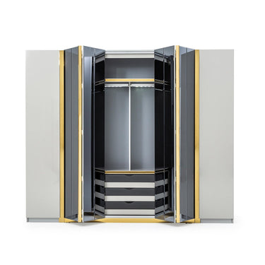 Sirius gardróbszekrény füstüveg-arany