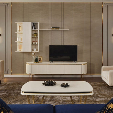 TESLA TV szekrény fehér-arany