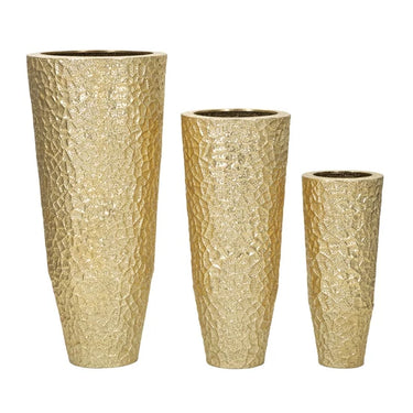 Tripple váza fémből 3 db-os szett arany ø 50,8x114,9-40x92,7-29,8x70,5 cm