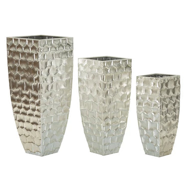 Tris váza fémből 3 db-os szett ezüst ø 38,1x90,8-30,5x75,6-24,8x62,2 cm