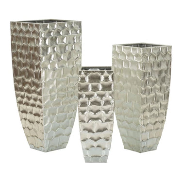 Tris váza fémből 3 db-os szett ezüst ø 38,1x90,8-30,5x75,6-24,8x62,2 cm