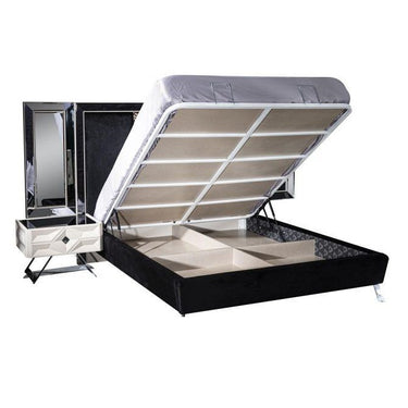 Asus franciaágy falpanellel 160x200 fekete (matrac nélkül)