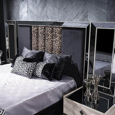 Asus franciaágy falpanellel 160x200 fekete (matrac nélkül)