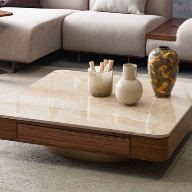 Wagon dohányzóasztal világosbarna-márvány hatású mdf lappal