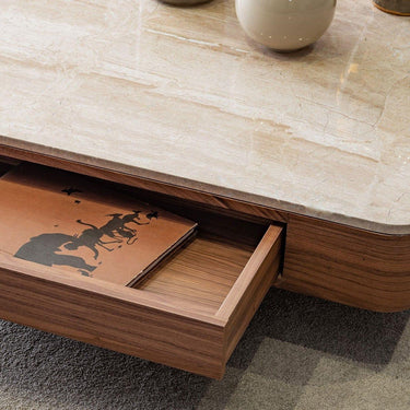 Wagon dohányzóasztal világosbarna-márvány hatású mdf lappal