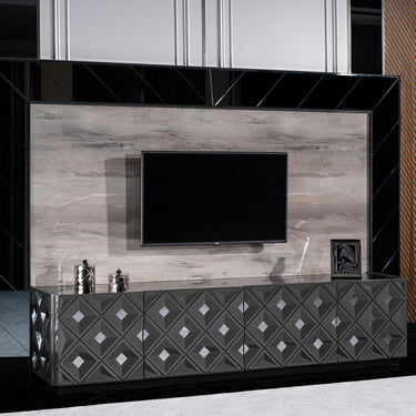 Asusviona TV szekrény világosszürke-króm (falpanel nélkül)