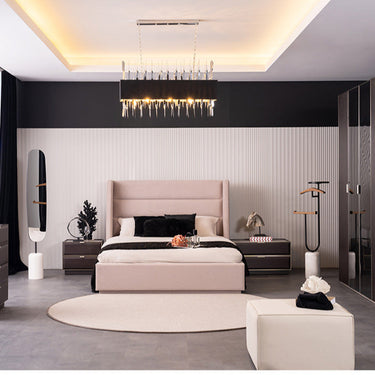 Zara franciaágy keret falpanellel 180x200 púder (matrac nélkül)